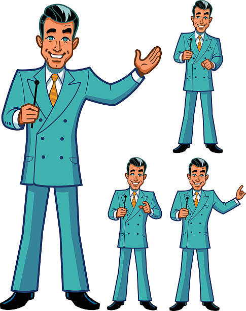 Game Show Host Poses TV Game Show Host in Four Classic Poses game show host stock illustrations