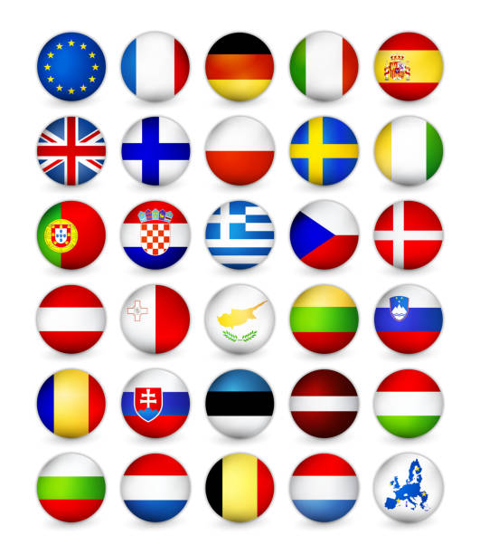 illustrations, cliparts, dessins animés et icônes de drapeaux de l'union européenne toute badges - austria flag europe national flag