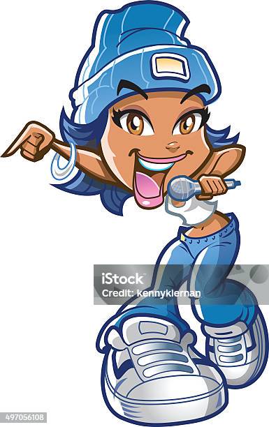 Girl Rapper Stock Illustration - Download Image Now - Dancing, Human Face, Pre-Adolescent Child