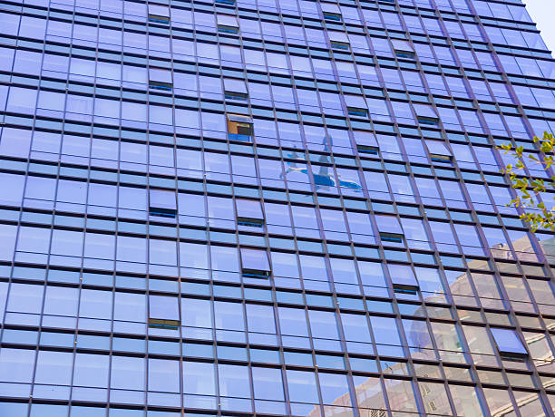 istock Airplane was reflected in glass wall 497057810