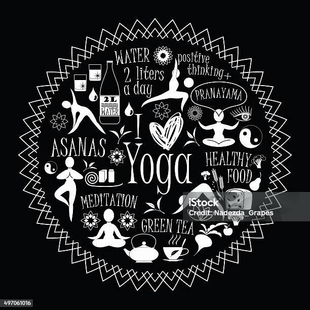 Vector Illustration Of Yoga Lifestyle Stock Illustration - Download Image Now - 2015, Active Lifestyle, Adult