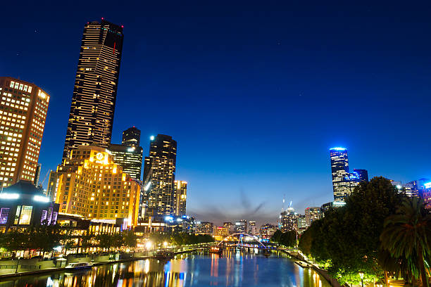 istock Melbourne night scene cityscape 497068858