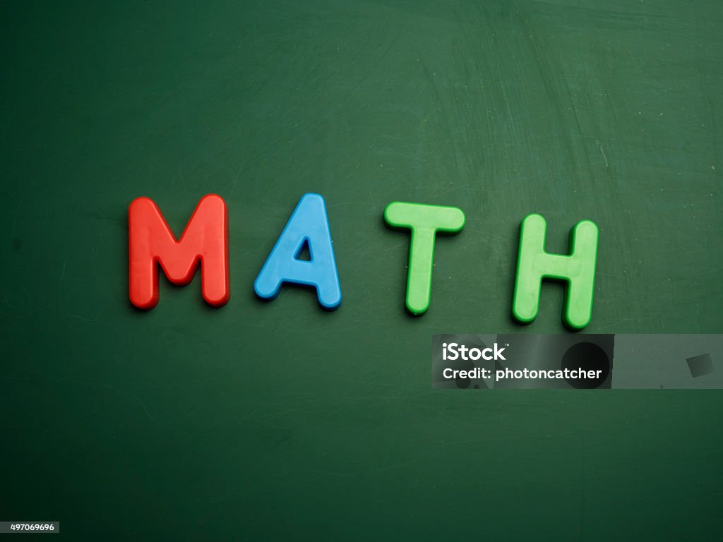 math concept math concept in colorful letters isolated on blank blackboard 2015 Stock Photo