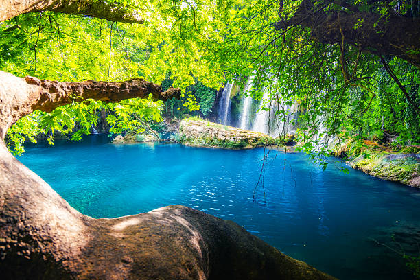 Waterfall Kursunlu Waterfall, Antalya Turkey kursunlu waterfall stock pictures, royalty-free photos & images