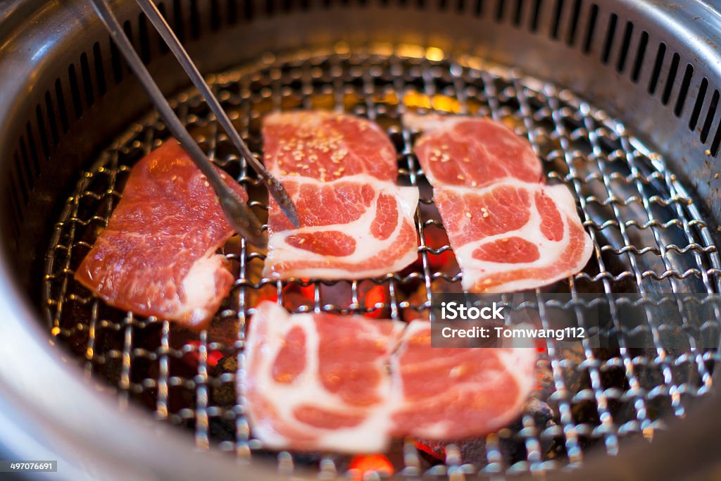 BBQ, grilling meat or beef on flame BBQ, grilling meat or beef on flame.food background and concept Barbecue - Meal Stock Photo