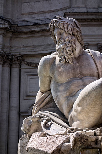 zeus estatua en fountain plaza navona - roman mythology fotos fotografías e imágenes de stock