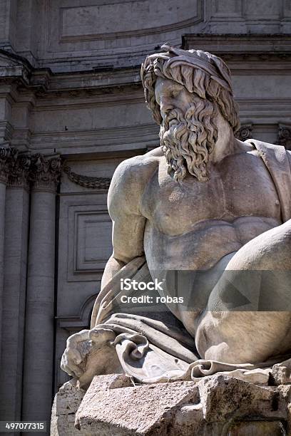 Zeus Statue On Fountain Navona Square Stock Photo - Download Image Now - Zeus, Sculpture, Giovanni Lorenzo Bernini