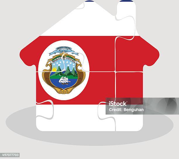 House Home Icon With Costa Rica Flag In Puzzle Stock Illustration - Download Image Now - Apartment, Base - Sports Equipment, Baseball Bullpen