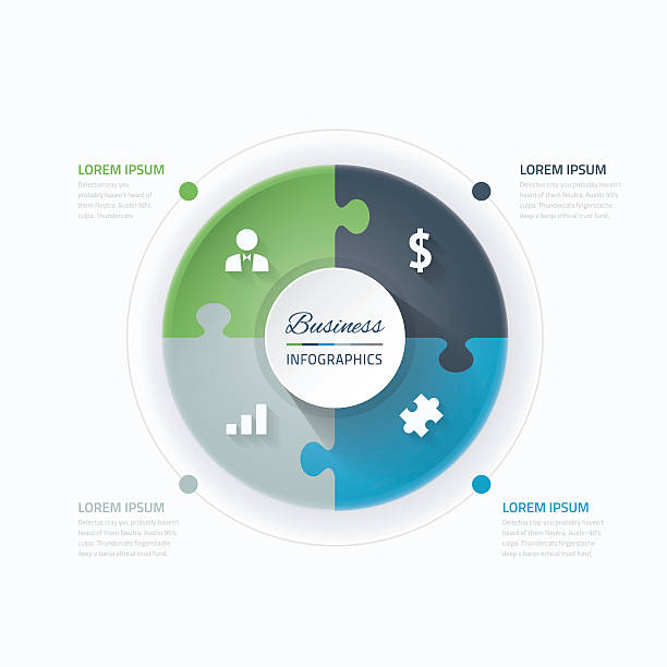 Blue and green puzzle piece circle business vector infographics vector art illustration