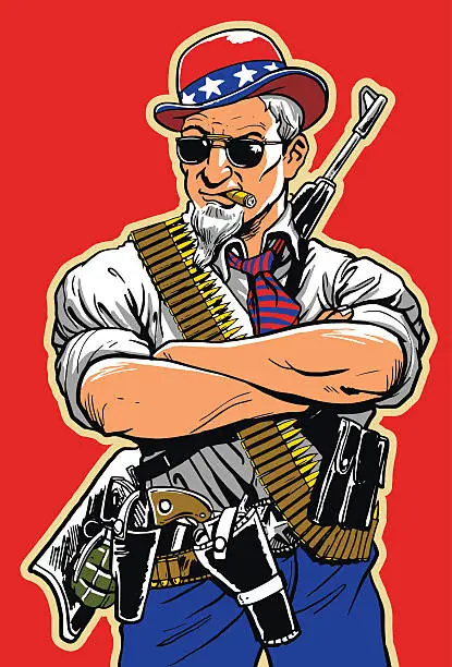 Vector illustration of Armed Uncle Sam