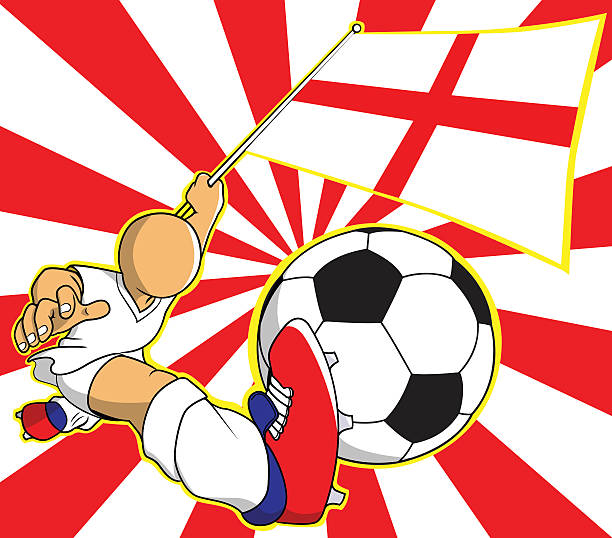 ilustraciones, imágenes clip art, dibujos animados e iconos de stock de dibujos animados de vector de jugador de fútbol de inglaterra - fan england british culture english culture