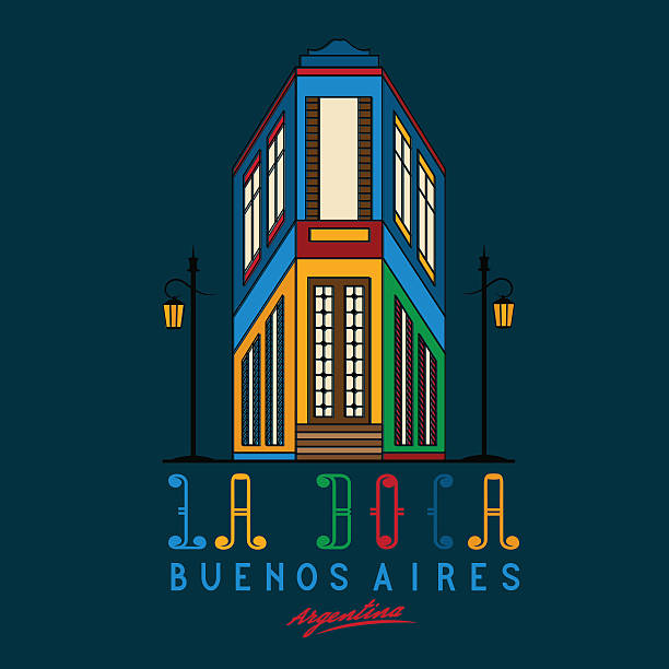 ilustrações, clipart, desenhos animados e ícones de caminito street em la boca bairro de buenos aires, argentina - buenos aires argentina south america la boca