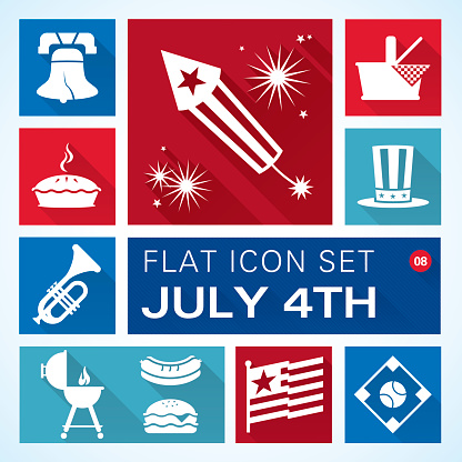 A vector illustration of Independence Day icons.