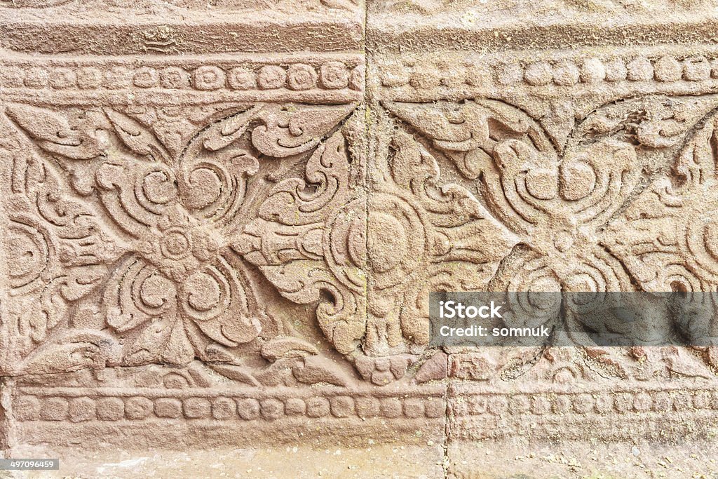 彫刻を施した砂岩ます。 古代のクメール風アート - アジア大陸のロイヤリティフリーストックフォト