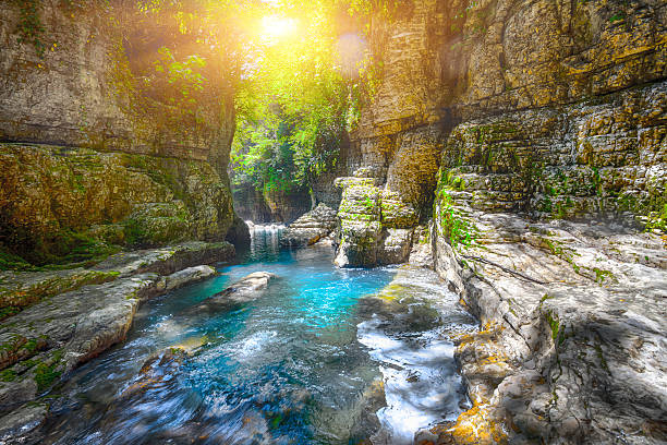 Martvili canyon in Georgia. Beautiful natural canyon with view of the mountain river