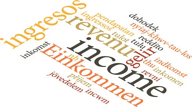 Vector illustration of illustration of the word income in wordclouds