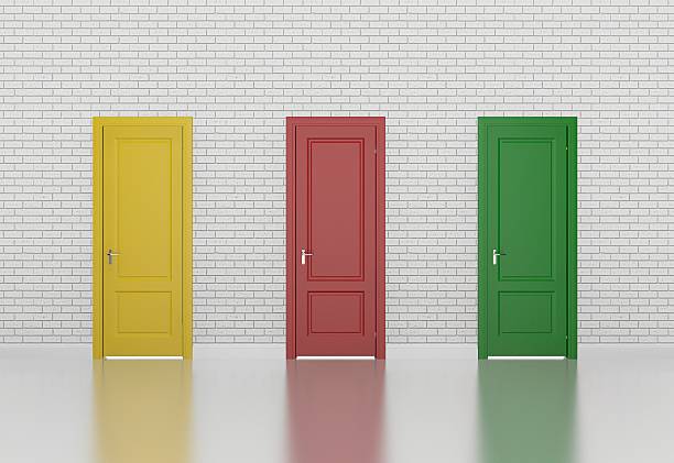 istock color door on white wall ,3d 497097875