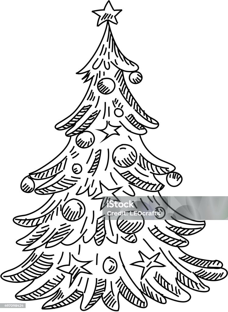 Árvore De Natal Desenho - Arte vetorial de stock e mais imagens de Árvore  de Natal - Árvore de Natal, Desenho, 2015 - iStock
