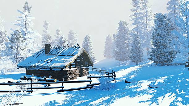 istock Cozy little cabin in a snowy winter forest 497099224