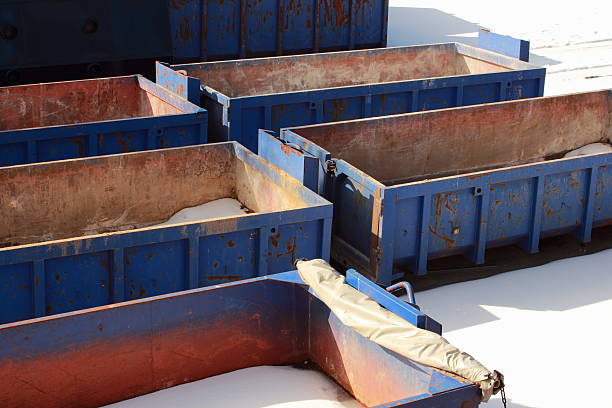 istock Collection of empty blue containers in winter 497099541