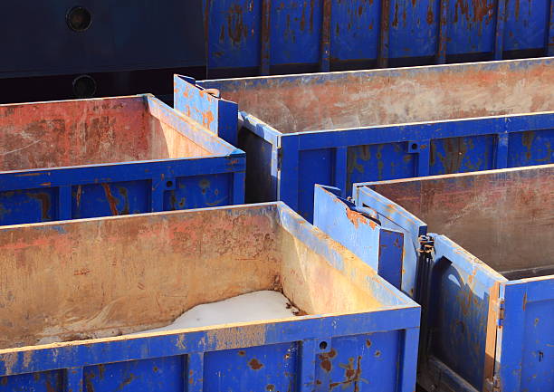 istock Collection of empty blue containers in winter 497099549