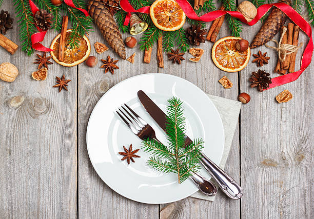 istock Christmas decoration with fir tree, oranges, cones, spices 497100562