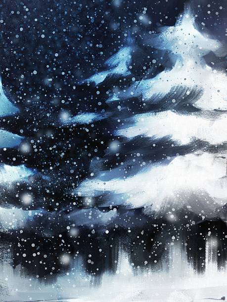 ilustrações, clipart, desenhos animados e ícones de abstrato pintura digital de paisagem de inverno - backgrounds canvas cold color image