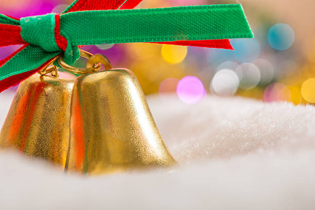 istock Christmas background with bokeh and red gift box in snow 497101482