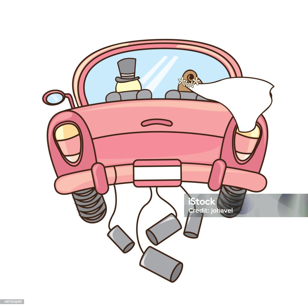 Just Married Stock Illustration - Download Image Now - Bride, Car, Cartoon  - Istock