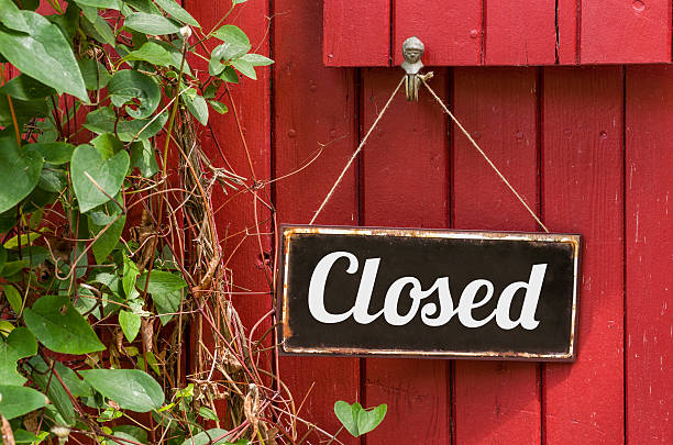 istock Old metal sign with the inscription Closed 497102132