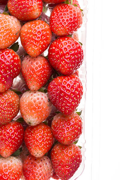 istock red ripe strawberry in plastic box of packaging, isolated 497102312