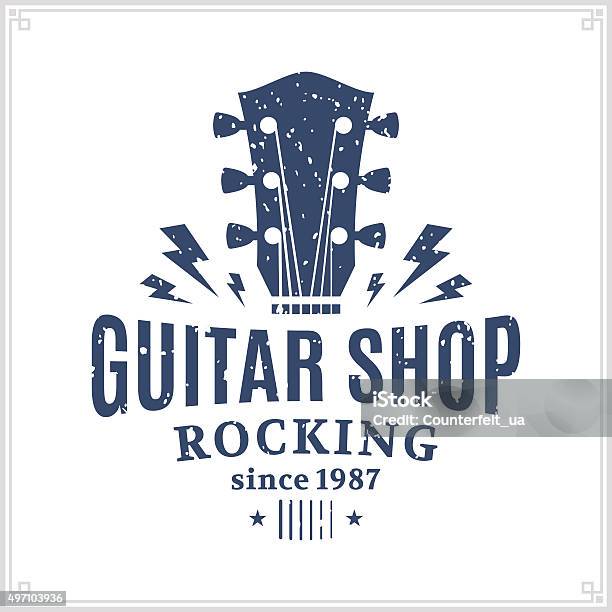 Boutique De Guitares Label Vecteurs libres de droits et plus d'images vectorielles de Guitare - Guitare, Musique rock, Vectoriel