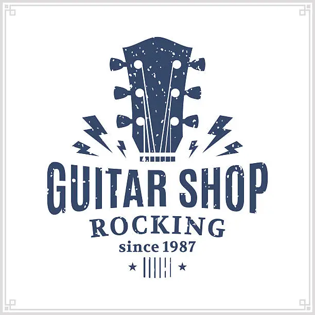 Vector illustration of Guitar Shop Label