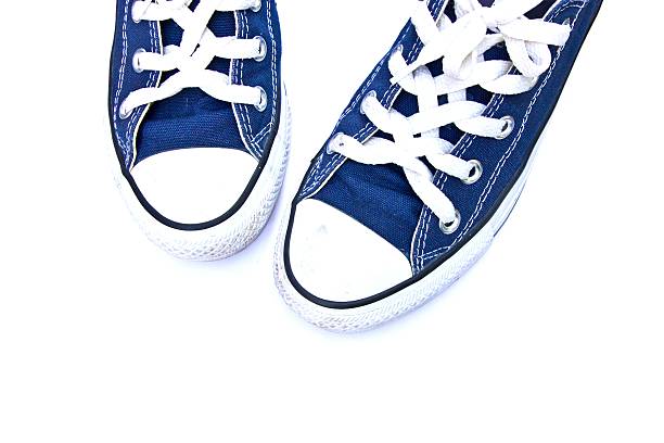 istock Top view of blue generic sneakers. 497105344