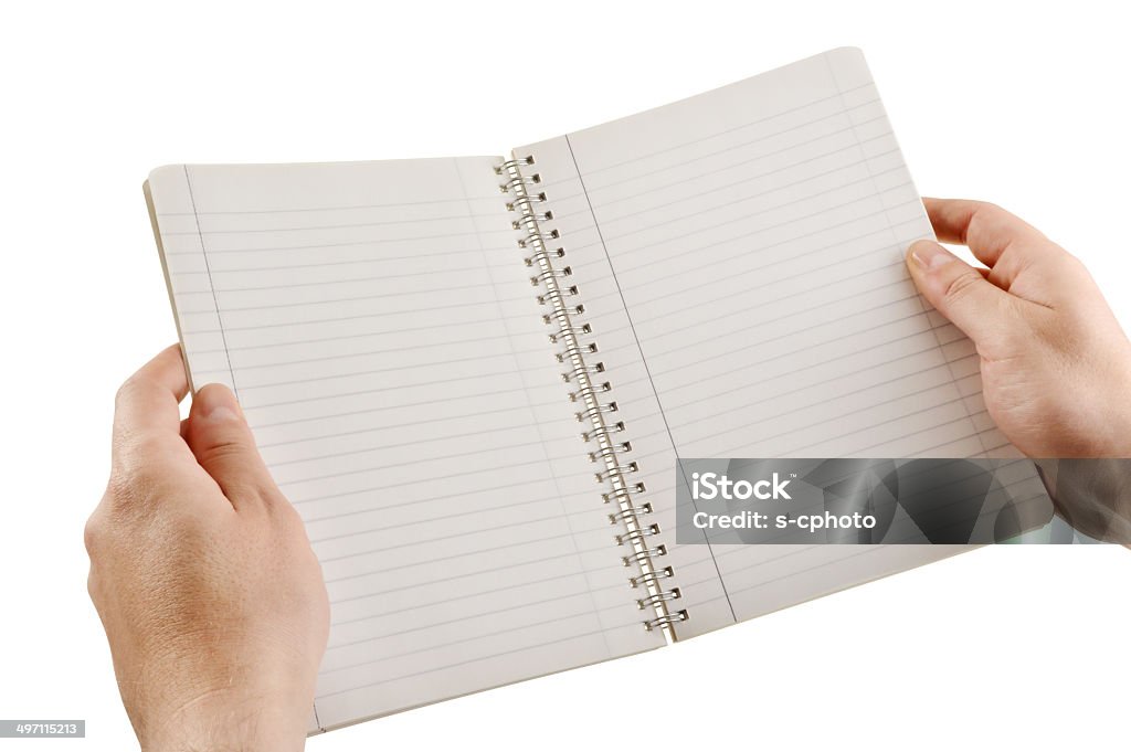 Mão segure em branco Notebook - Foto de stock de Dois Objetos royalty-free