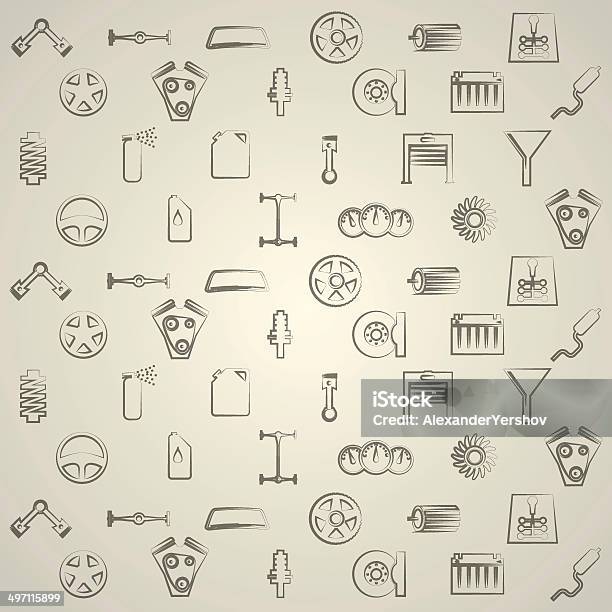 Ilustración de Fondo De Auto Reparación y más Vectores Libres de Derechos de Garaje de reparación - Garaje de reparación, Chimenea de barco, Croquis