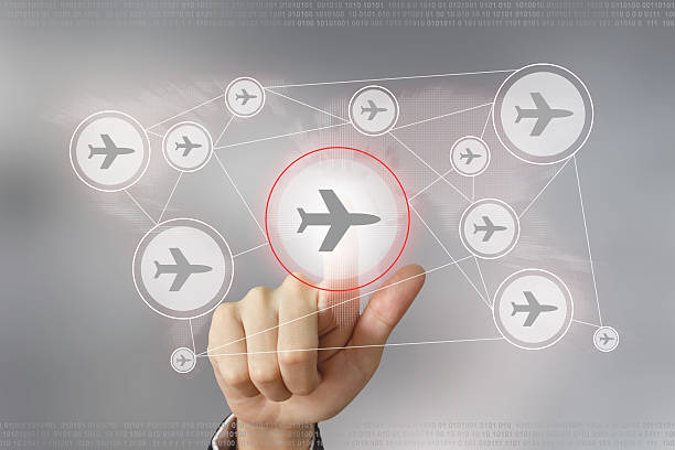 istock business hand pushing flight traveling button 497115952