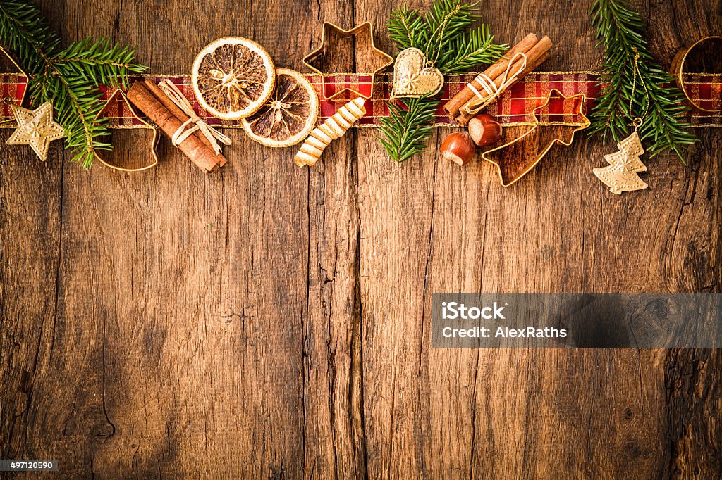 Spices for Christmas cakes Baking concept background with spices and utensils for Christmas cookies 2015 Stock Photo