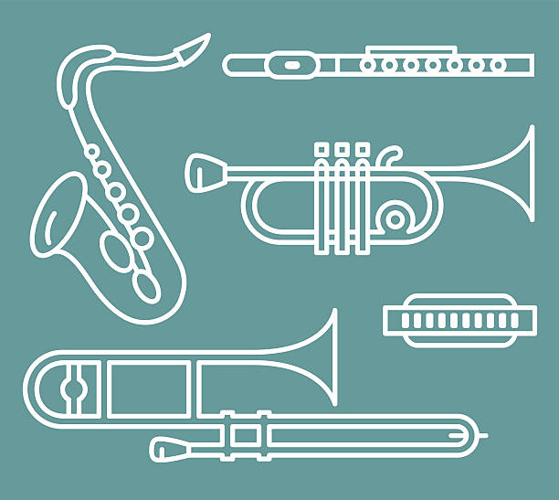 ветер документов - trombone musical instrument wind instrument brass band stock illustrations