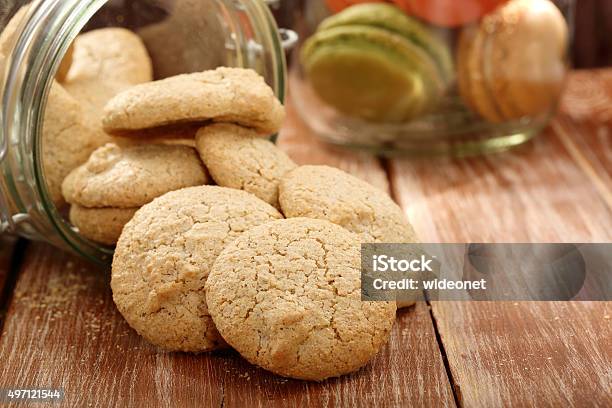 Homemade Coconut Meringue Macaroon Cookie In The Jar Stock Photo - Download Image Now