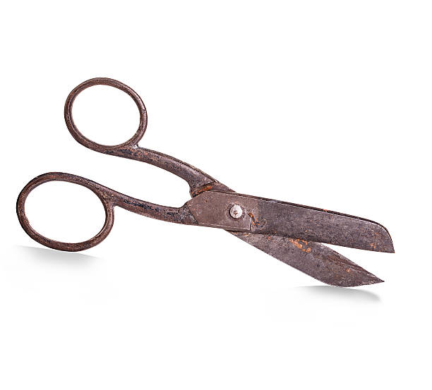 istock Vintage, old  scissors close-up isolated on white background 497121680