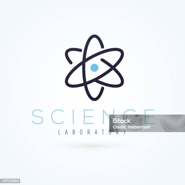 Vector Graphic Scientific Atom Symbol With Sample Text Stock Illustration - Download Image Now