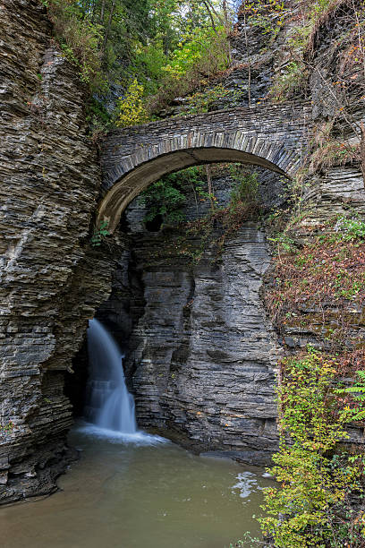 istock Waterfall Under Sentry Bridge in Watkins Glen State Park 497122114