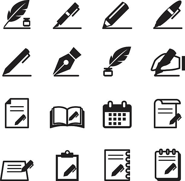 schul-icons set vektor-illustration - article publication newspaper document stock-grafiken, -clipart, -cartoons und -symbole