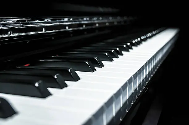 Photo of Closeup view of black and white piano keys