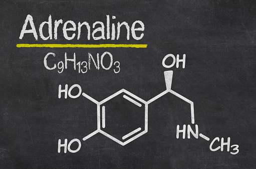 Blackboard with the chemical formula of Adrenaline