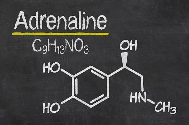 Blackboard with the chemical formula of Adrenaline