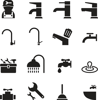 Plumbing & tools Icons set