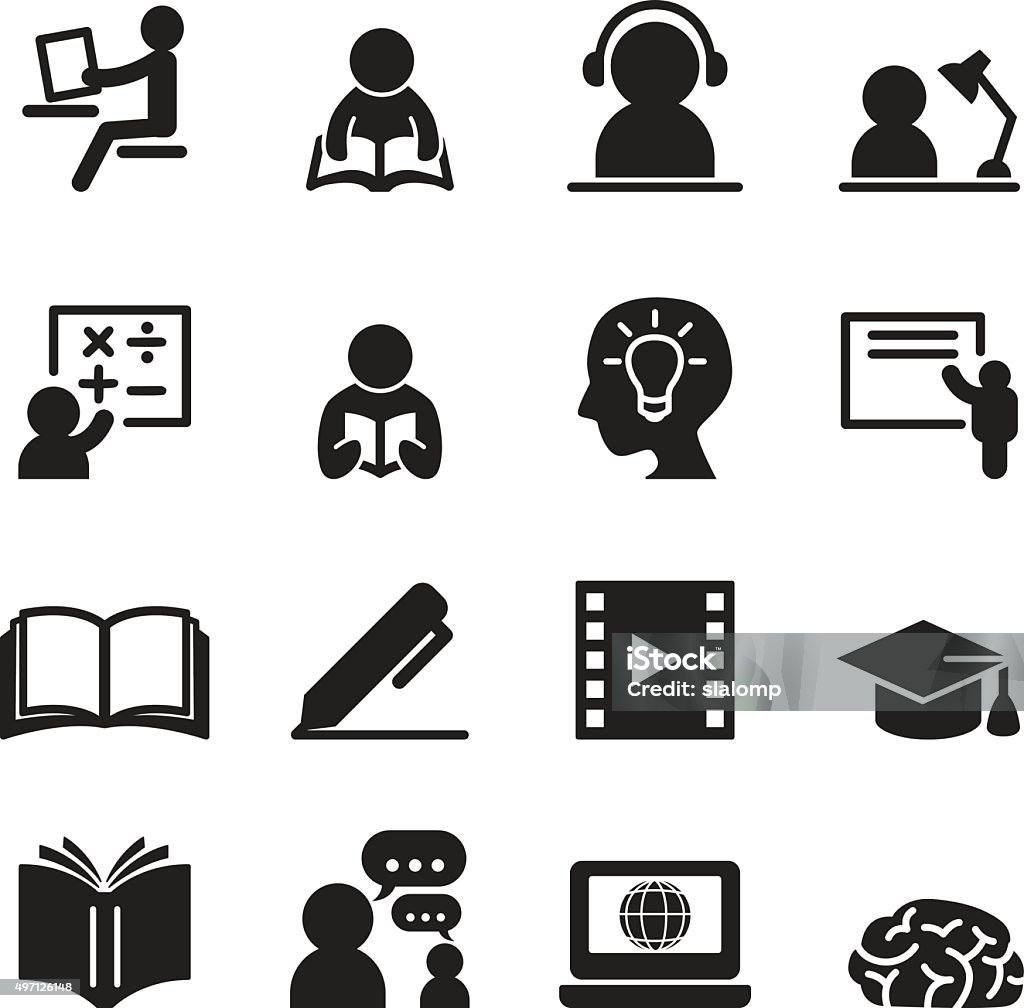 Learning icons set Icon Symbol stock vector