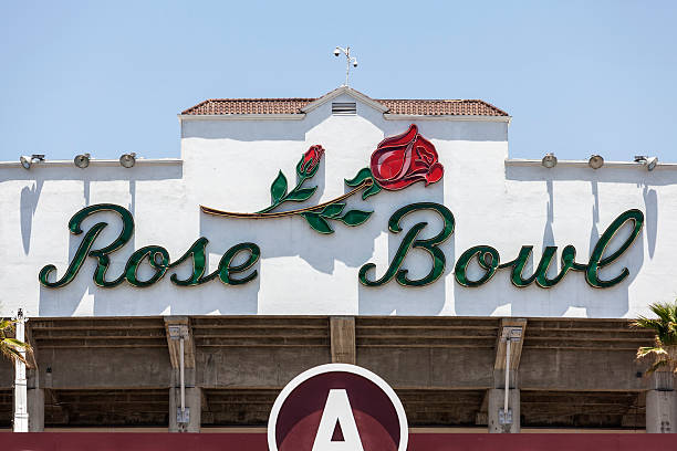 Pasadena, California, USA - June 28, 2014:  Historic Rose Bowl stadium sign in Pasadena near Los Angeles, California.  